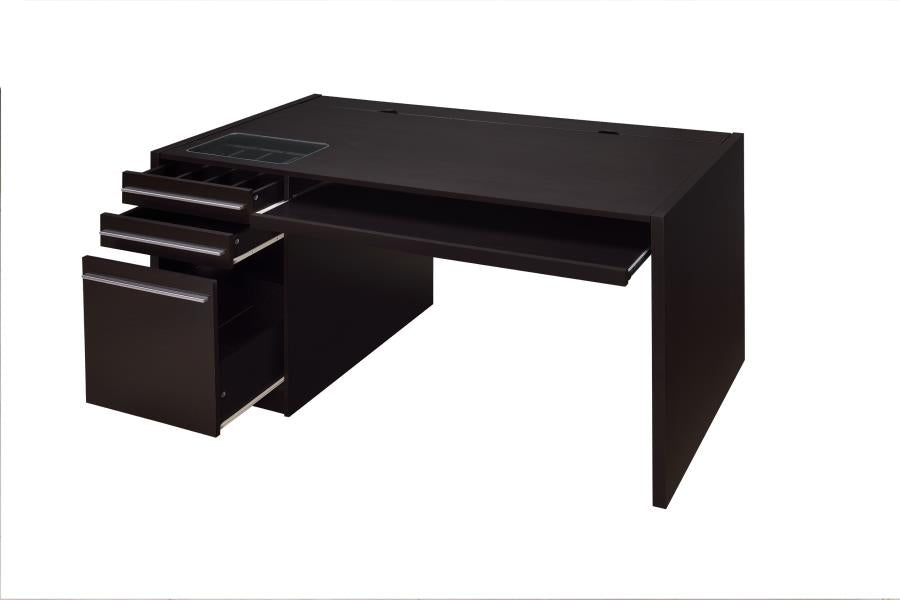 Halston - Halston 3-drawer Connect-it Office Desk Cappuccino