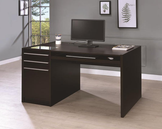 Halston - Halston 3-drawer Connect-it Office Desk Cappuccino