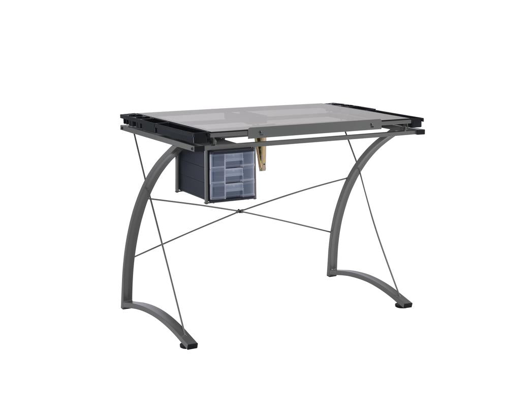 Melo - Melo Drafting Desk with 3-drawer Champagne