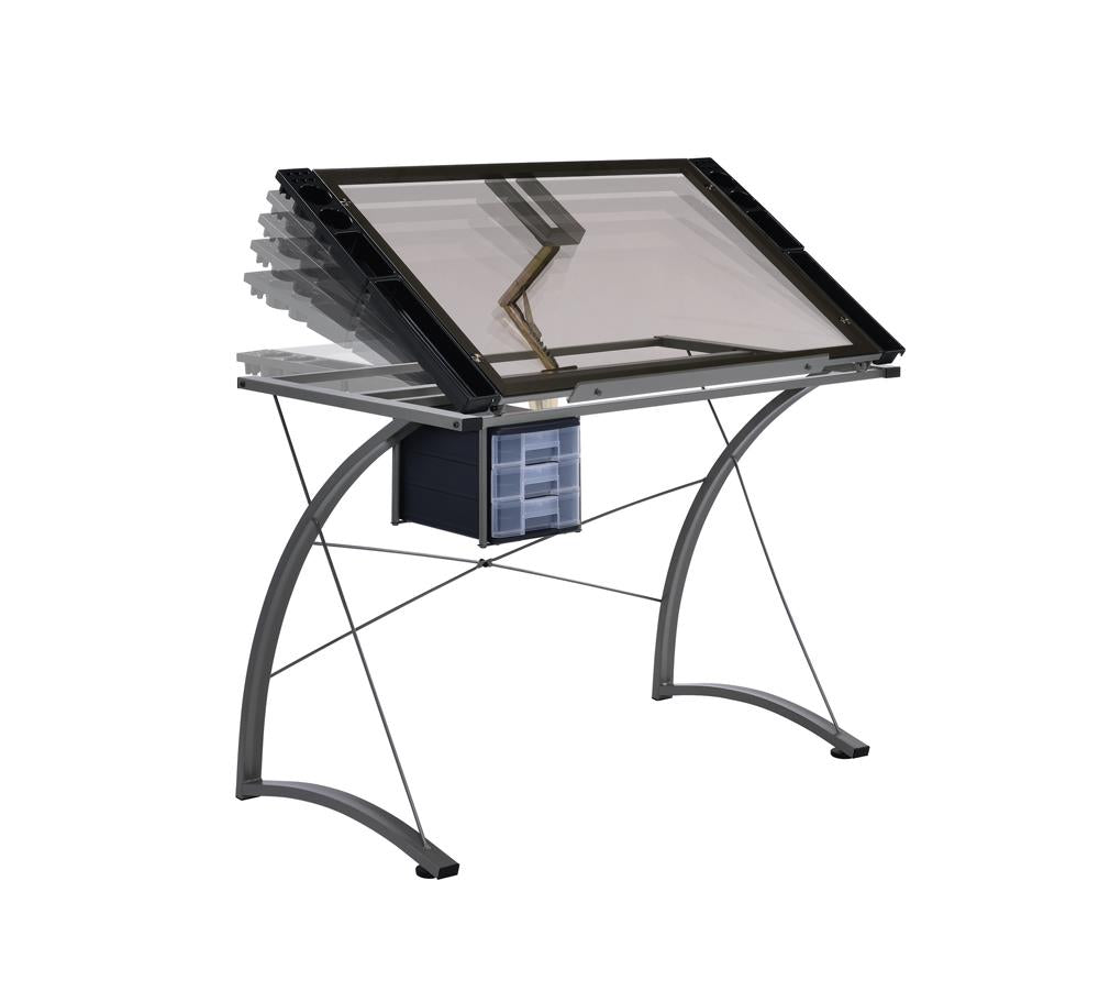 Melo - Melo Drafting Desk with 3-drawer Champagne