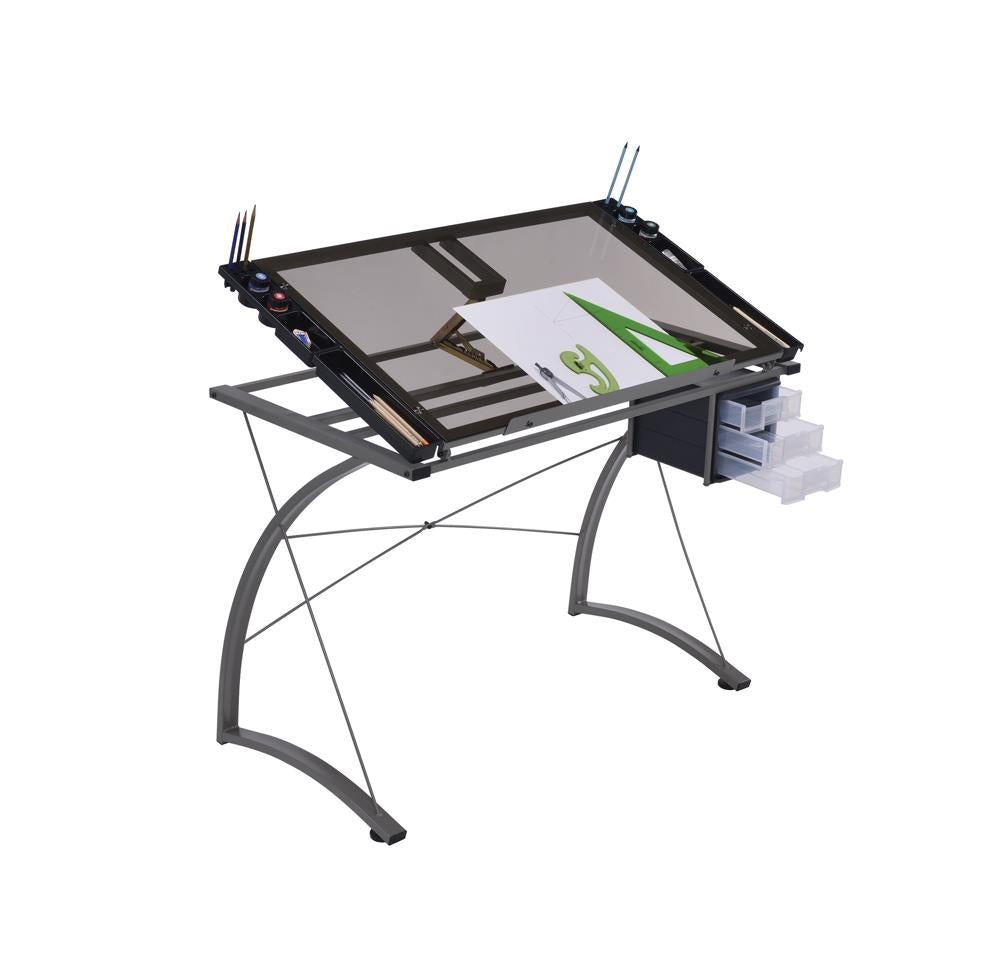 Melo - Melo Drafting Desk with 3-drawer Champagne