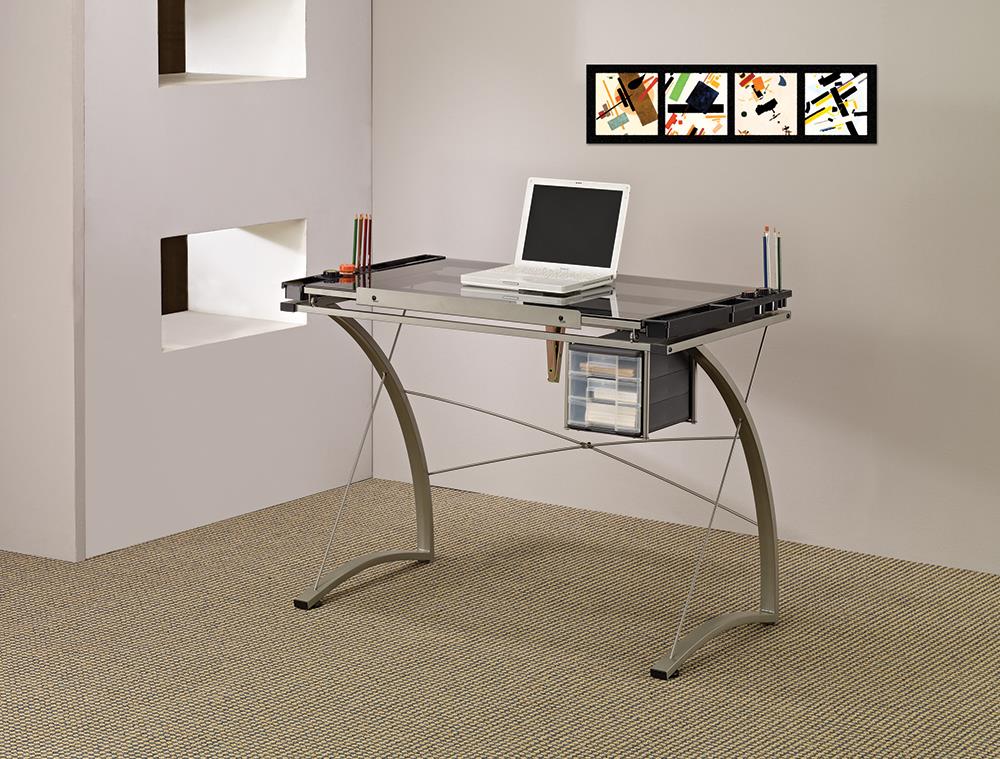 Melo - Melo Drafting Desk with 3-drawer Champagne