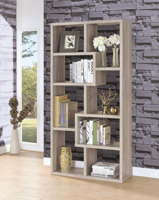 Theo - Theo 10-shelf Bookcase Grey Driftwood
