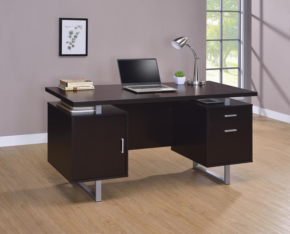 Lawtey - Lawtey Rectangular Storage Office Desk Cappuccino
