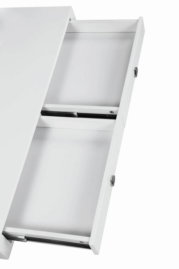 Gemma - Gemma 2-drawer Writing Desk Glossy White and Chrome