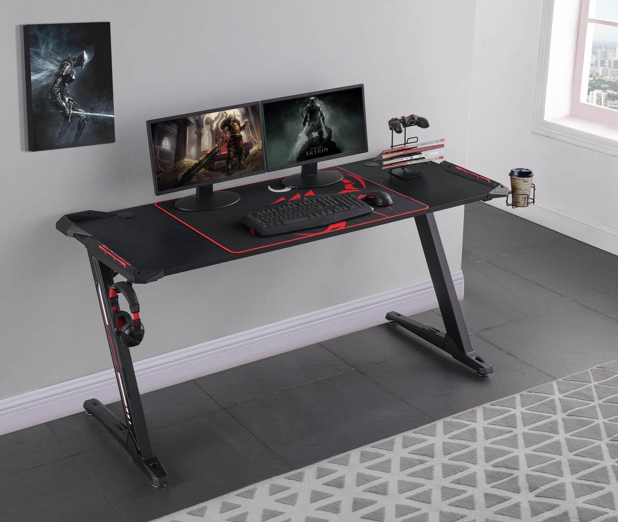 Brocton - Brocton Metal Z-shaped Gaming Desk Black