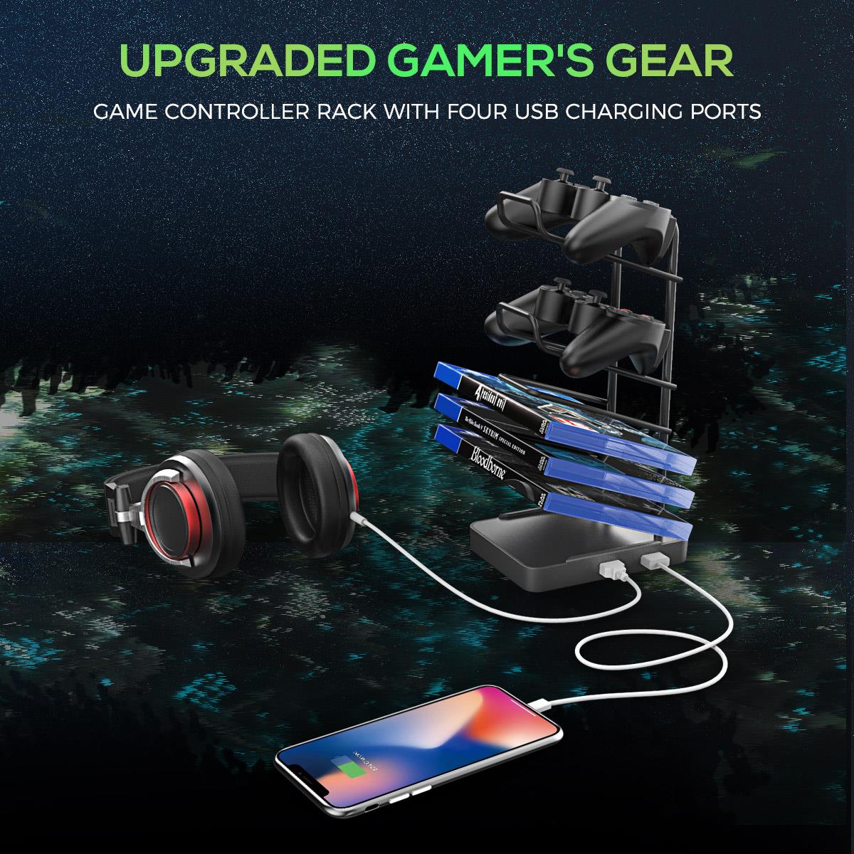 Tarnov - Tarnov Rectangular Metal Gaming Desk with USB Ports Black