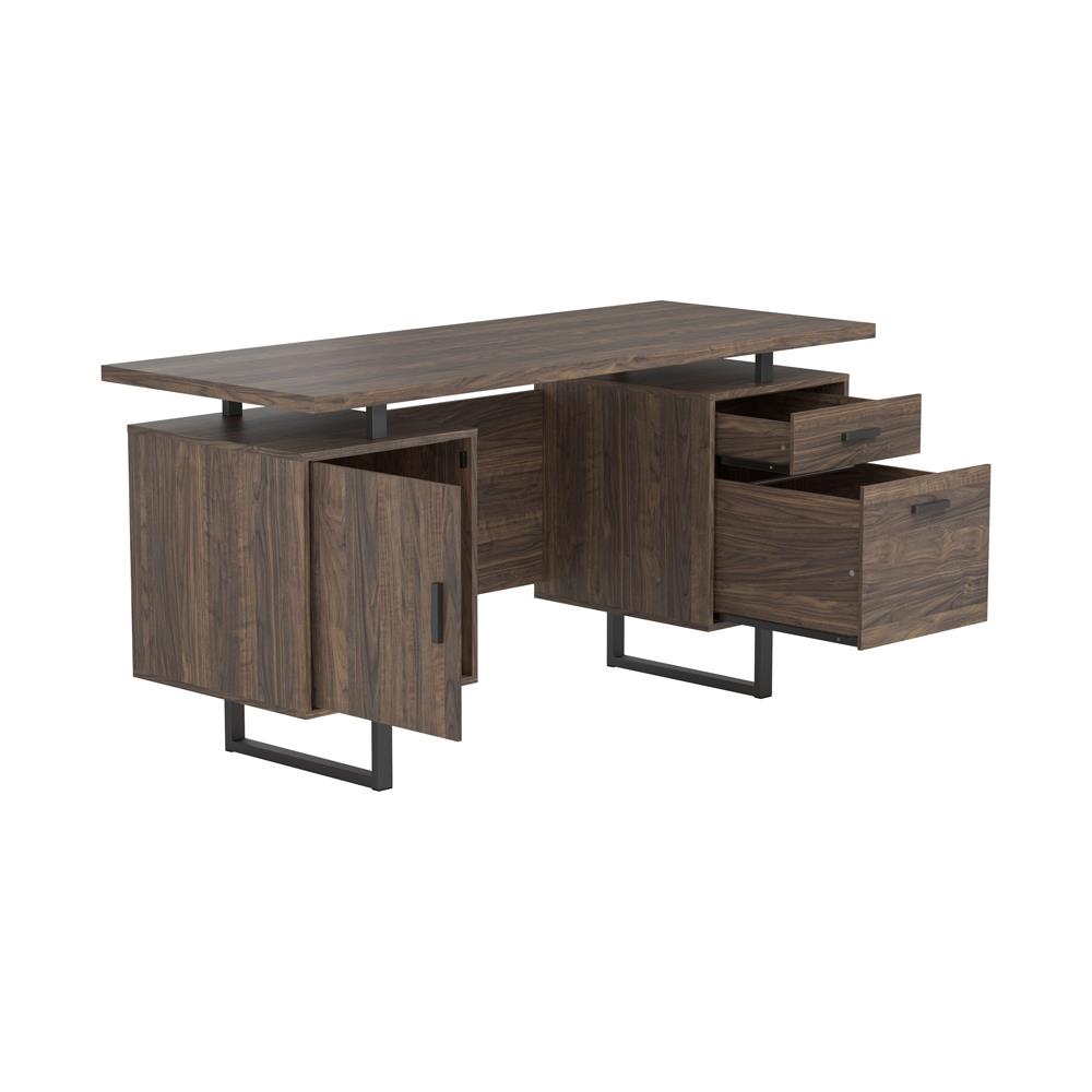 Lawtey - Lawtey Floating Top Office Desk Aged Walnut