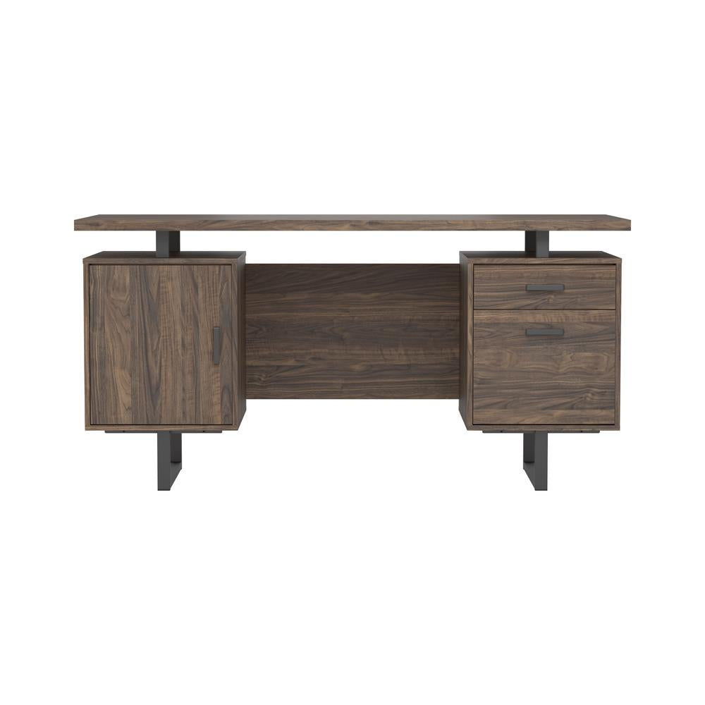 Lawtey - Lawtey Floating Top Office Desk Aged Walnut