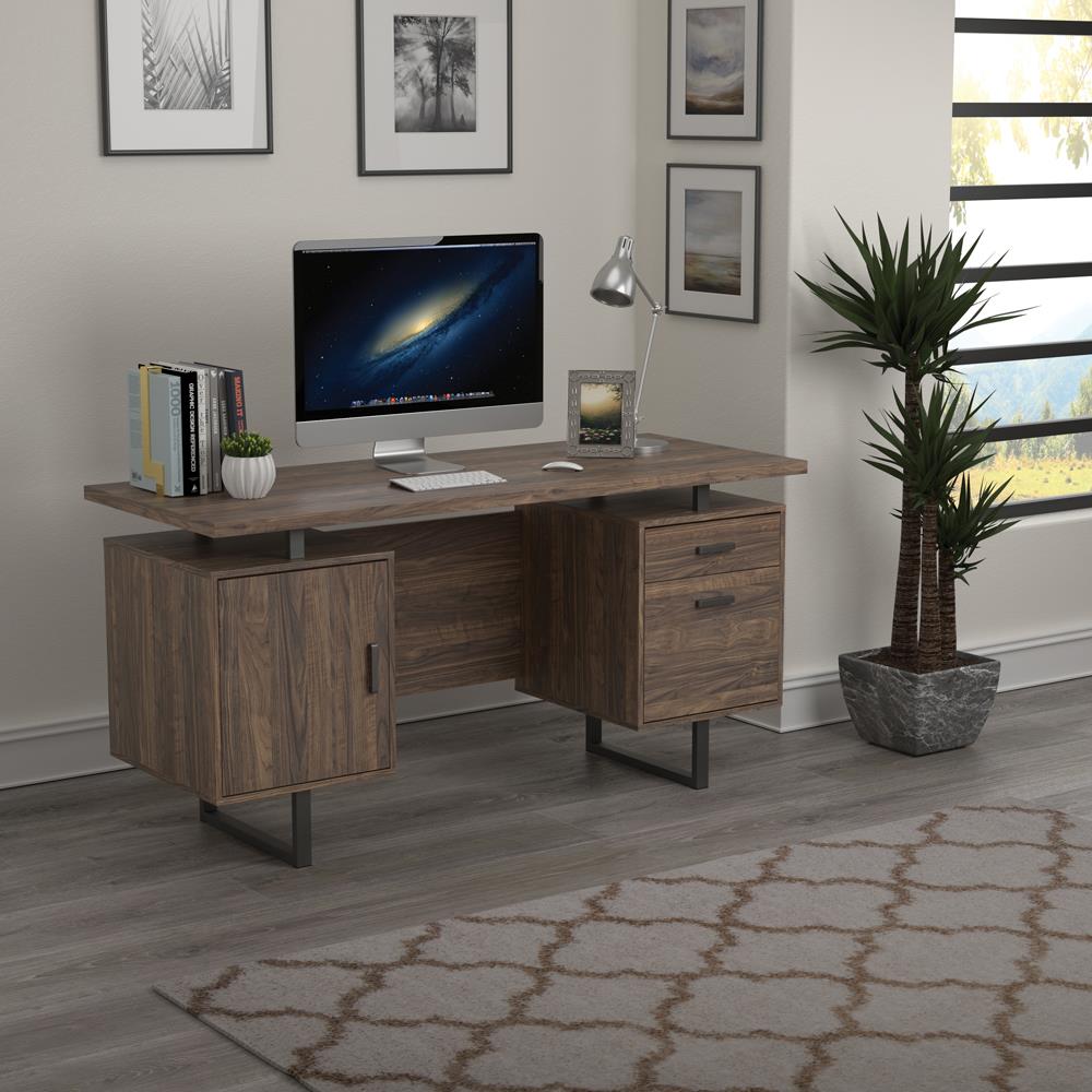 Lawtey - Lawtey Floating Top Office Desk Aged Walnut