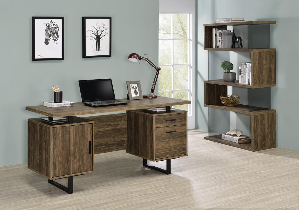Lawtey - Lawtey Floating Top Office Desk Aged Walnut