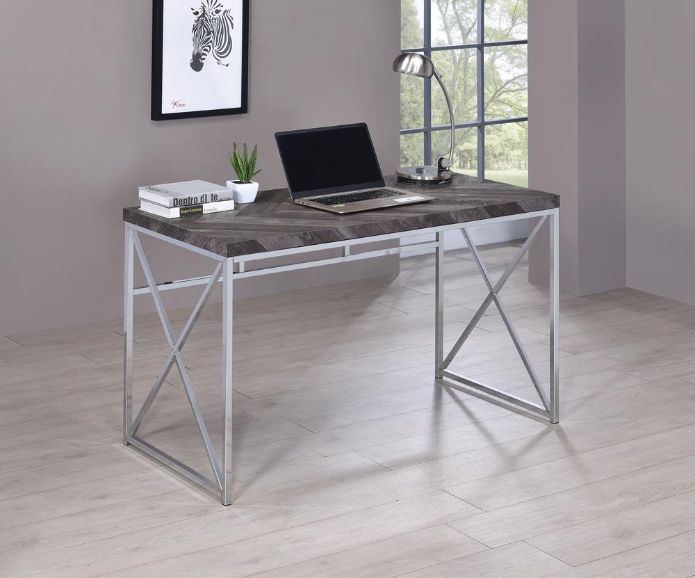 Grimma - Grimma Writing Desk Rustic Grey Herringbone