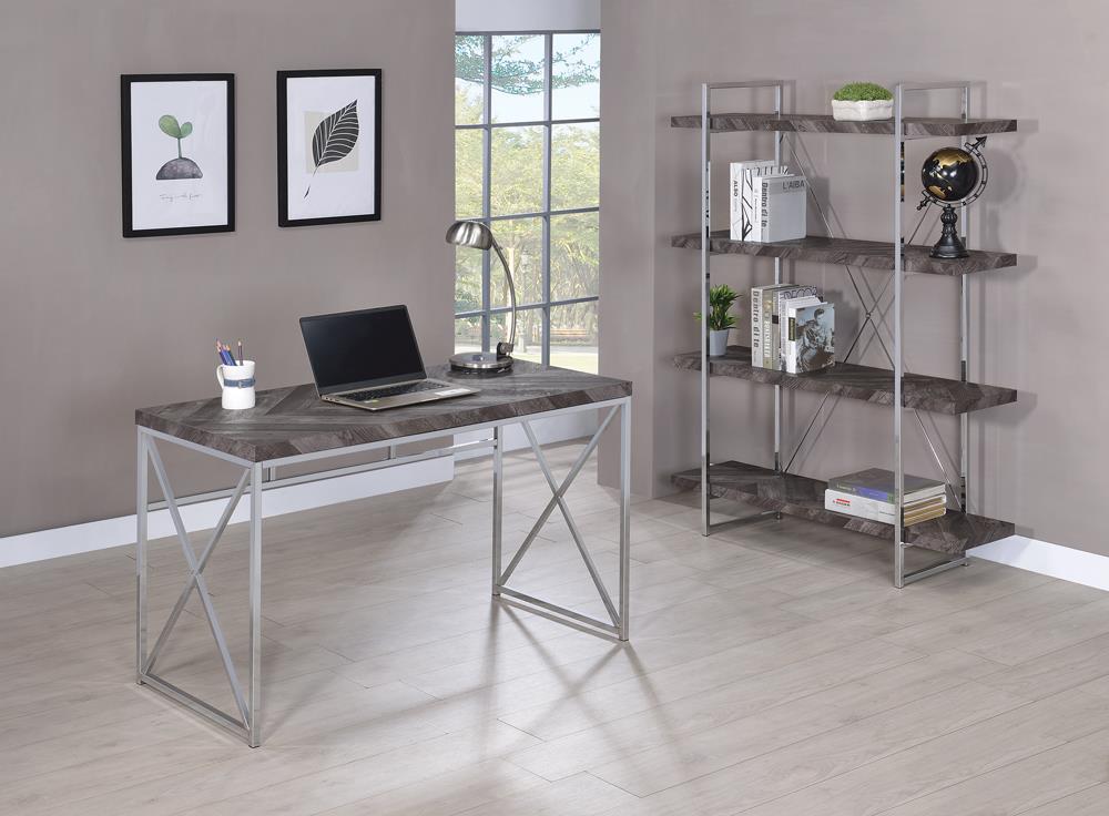 Grimma - Grimma Writing Desk Rustic Grey Herringbone