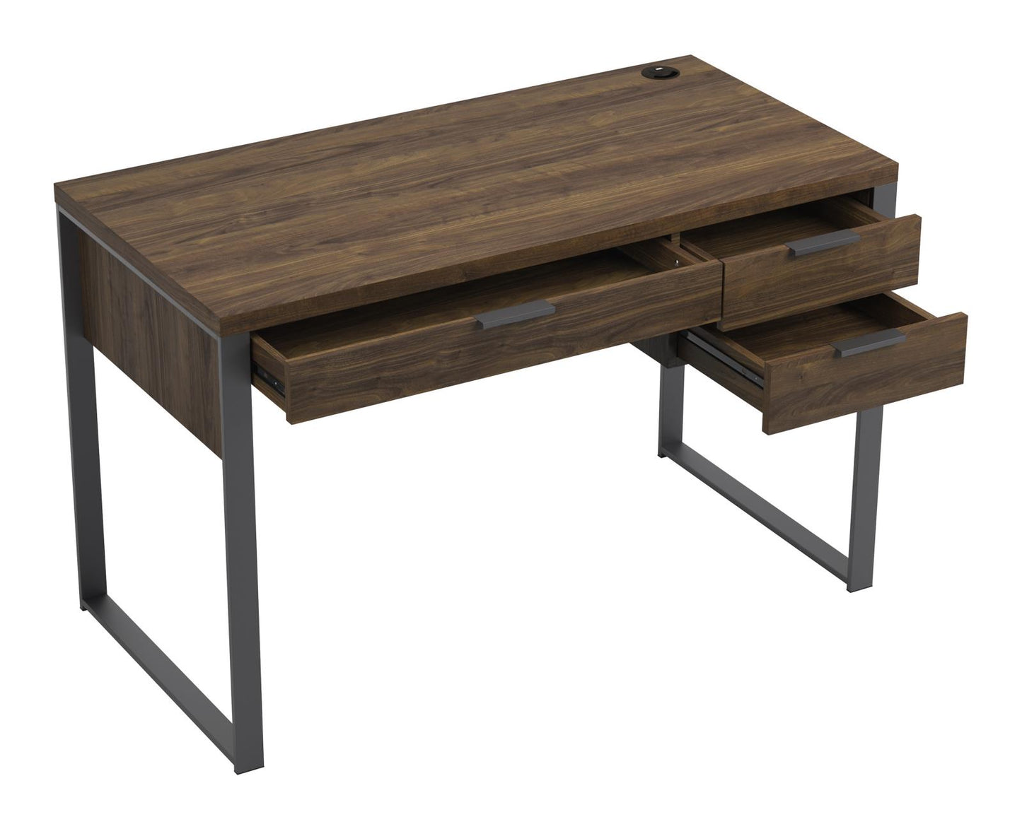 Pattinson - Pattinson 3-drawer Writing Desk Aged Walnut and Gunmetal