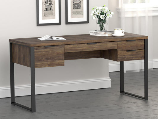 Pattinson - Pattinson 4-drawer Writing Desk Aged Walnut and Gunmetal