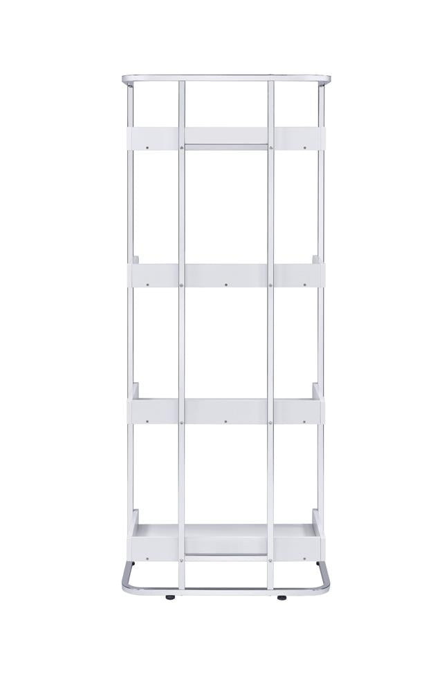 Ember - Ember 4-shelf Bookcase White High Gloss and Chrome