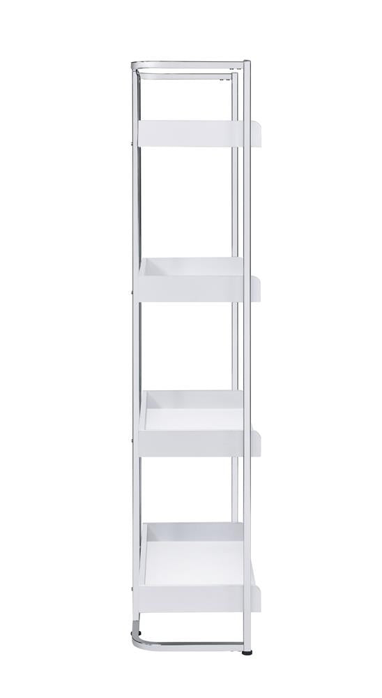 Ember - Ember 4-shelf Bookcase White High Gloss and Chrome