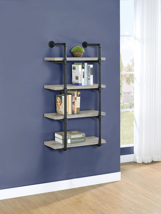 Elmcrest - Elmcrest 24-inch Wall Shelf Black and Grey Driftwood