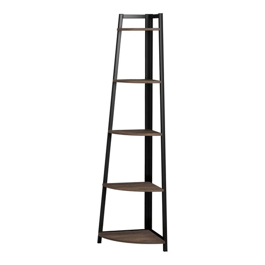 Jacksonville - Jacksonville 5-tier Corner Bookcase Aged Walnut