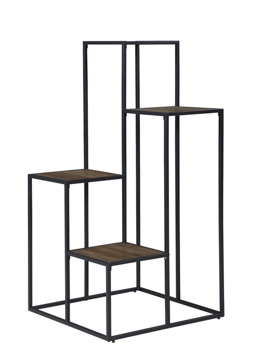 Rito - Rito 4-tier Display Shelf Rustic Brown and Black
