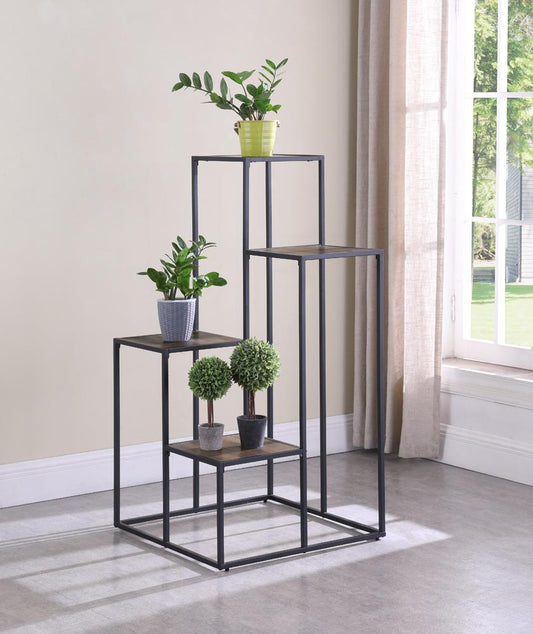 Rito - Rito 4-tier Display Shelf Rustic Brown and Black