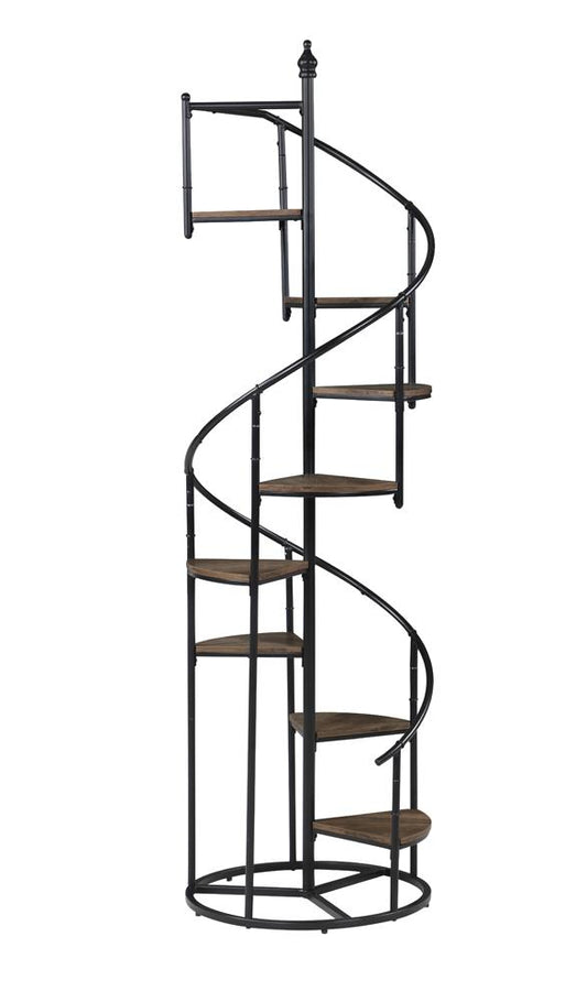 Roseglen - Roseglen 8-shelf Staircase Bookcase Rustic Brown and Black
