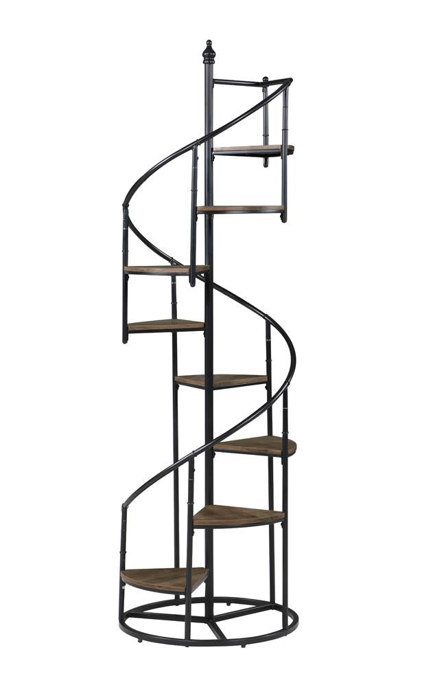 Roseglen - Roseglen 8-shelf Staircase Bookcase Rustic Brown and Black