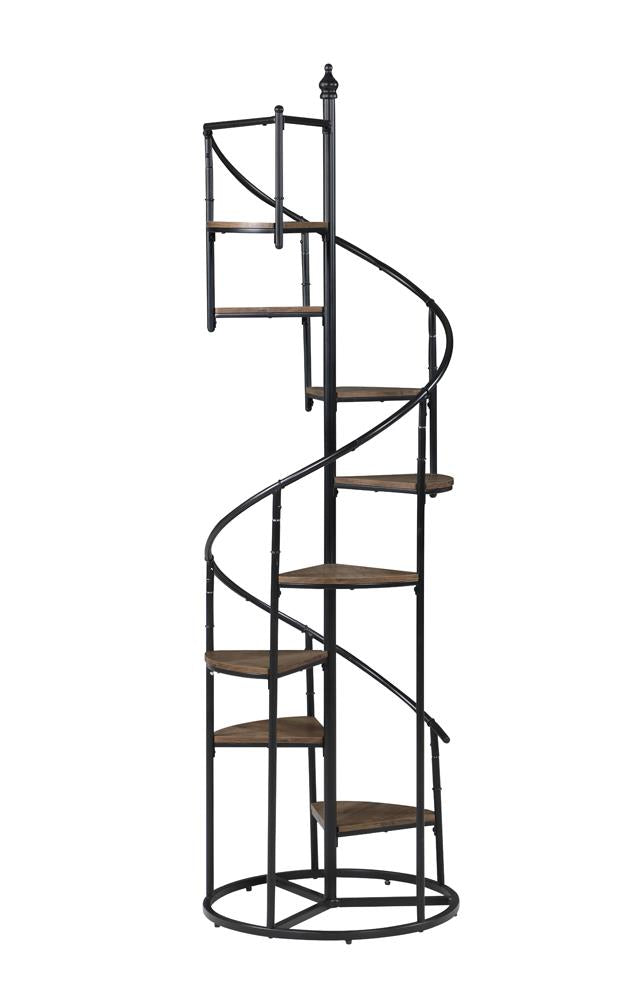 Roseglen - Roseglen 8-shelf Staircase Bookcase Rustic Brown and Black