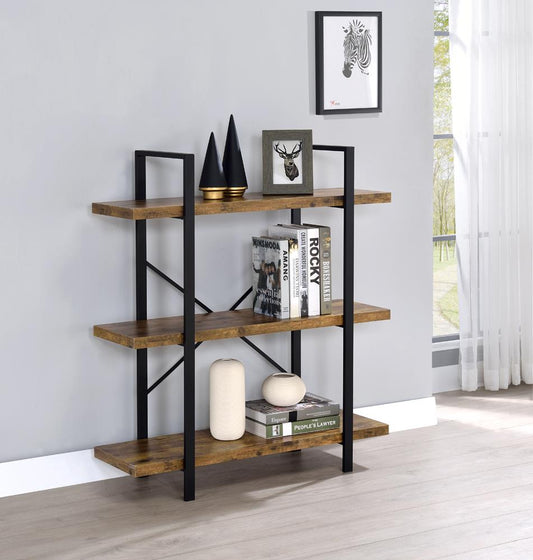 Cole - Cole 3-Shelf Bookcase Antique Nutmeg and Black