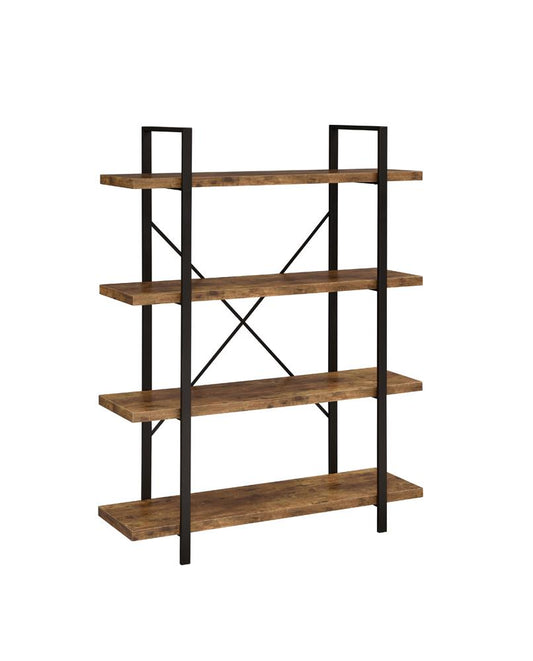 Cole - Cole 4-Shelf Bookcase Antique Nutmeg and Black