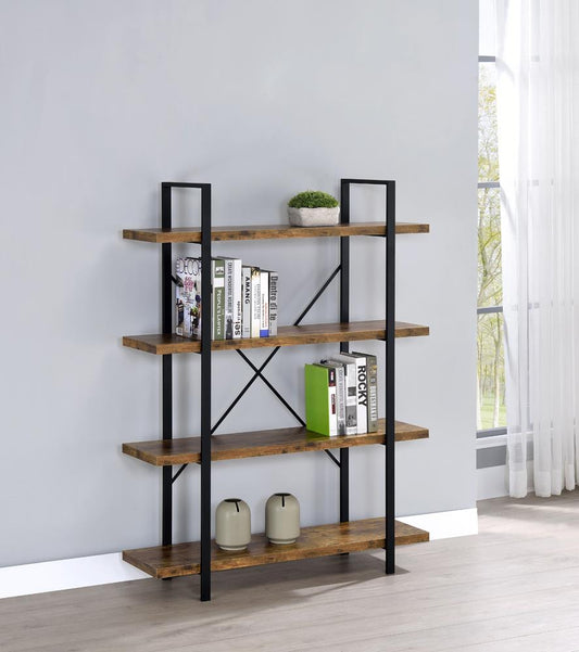 Cole - Cole 4-Shelf Bookcase Antique Nutmeg and Black