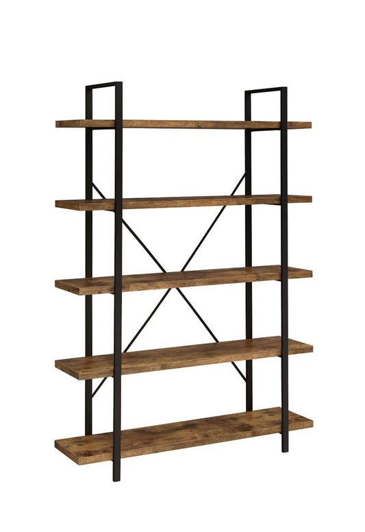 Cole - Cole 5-Shelf Bookcase Antique Nutmeg and Black