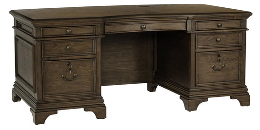 Hartshill - Hartshill Executive Desk with File Cabinets Burnished Oak