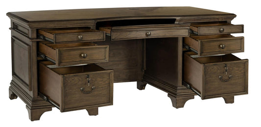 Hartshill - Hartshill Executive Desk with File Cabinets Burnished Oak