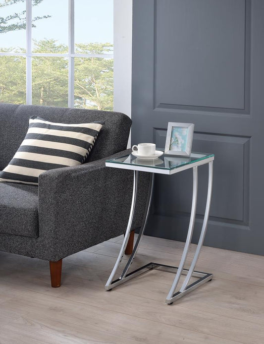 Cayden - Cayden Rectangular Top Accent Table Chrome and Clear