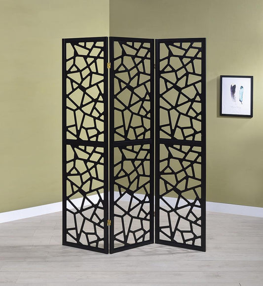 Nailan - Nailan 3-panel Open Mosaic Pattern Room Divider Black