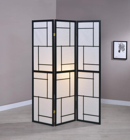 Katerina - Katerina 3-panel Folding Floor Screen Black and White
