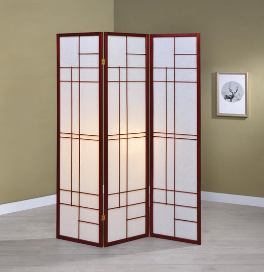 Katerina - Katerina 3-panel Folding Floor Screen White and Cherry