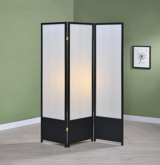 Calix - Calix 3-panel Folding Floor Screen Translucent and Black