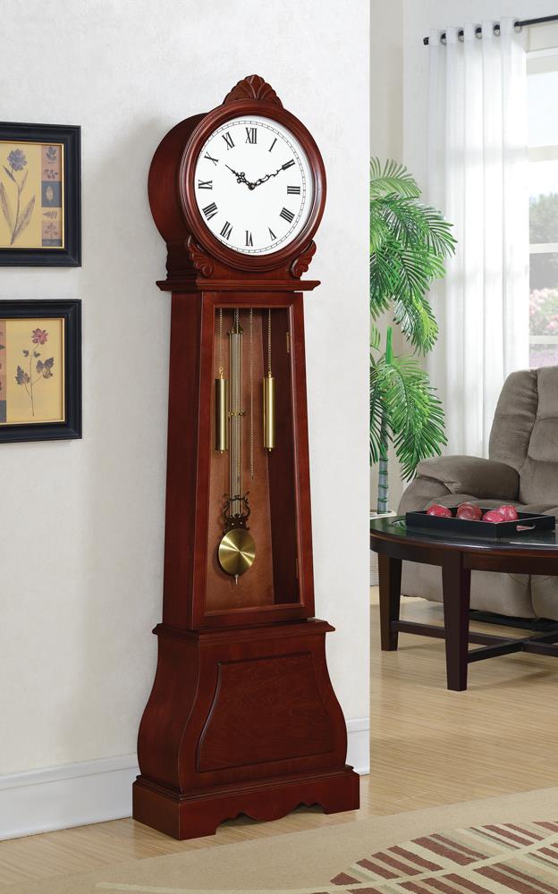 Narcissa - Narcissa Grandfather Clock with Chime Brown Red