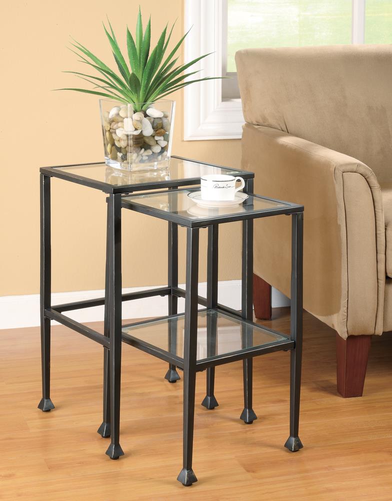 Leilani - Leilani 2-piece Glass Top Nesting Tables Black