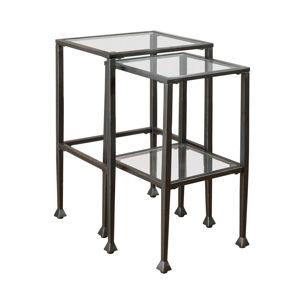 Leilani - Leilani 2-piece Glass Top Nesting Tables Black