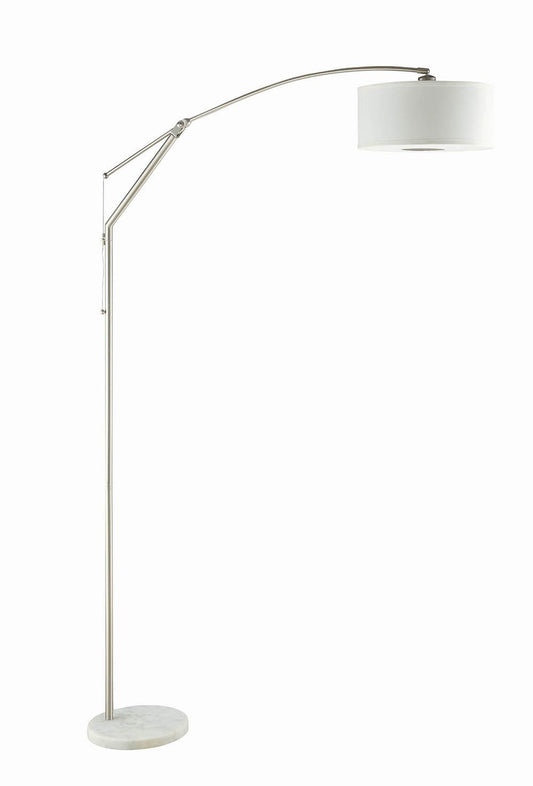 Moniz - Moniz Adjustable Arched Arm Floor Lamp Chrome and White