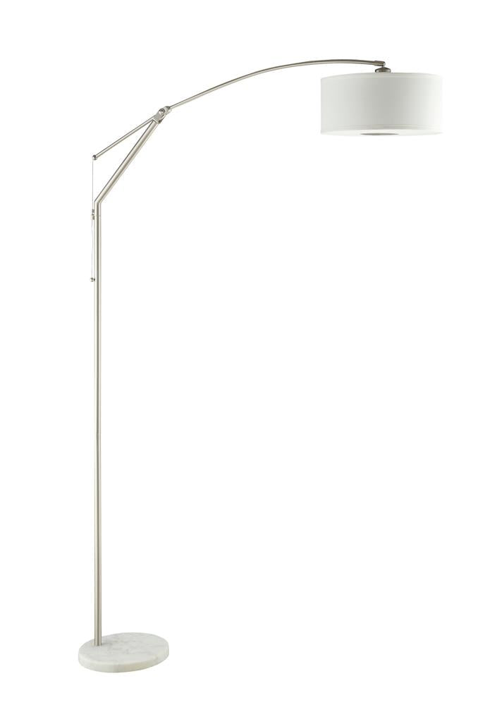 Moniz - Moniz Adjustable Arched Arm Floor Lamp Chrome and White