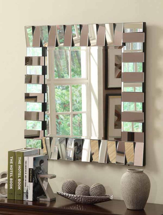Tanwen - Tanwen Square Wall Mirror with Layered Panel Silver