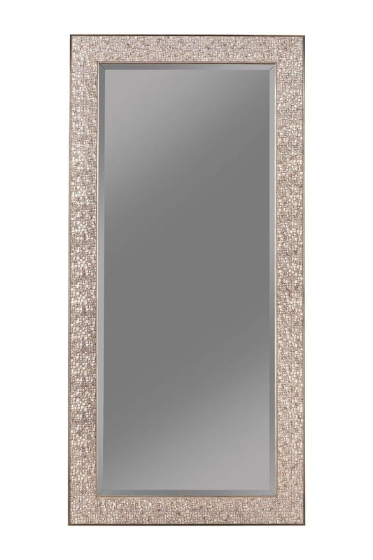 Rollins - Rollins Rectangular Floor Mirror Silver Sparkle