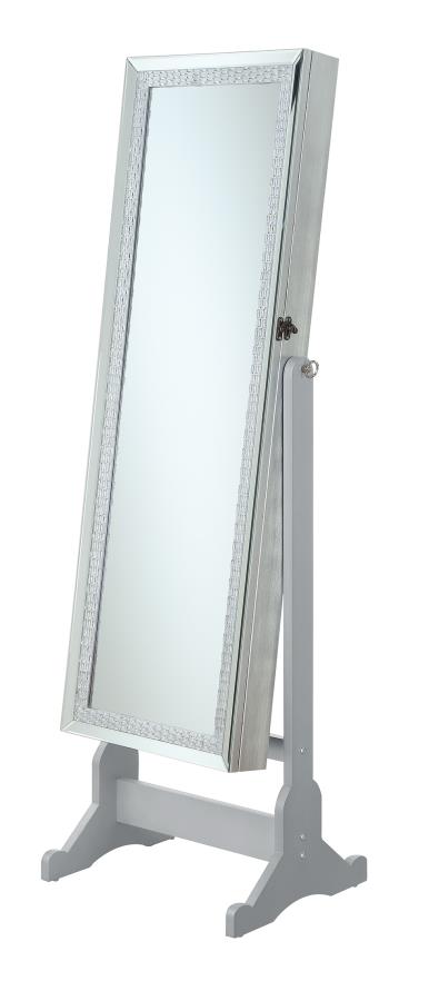 Elle - Elle Jewelry Cheval Mirror with Crytal Trim Silver