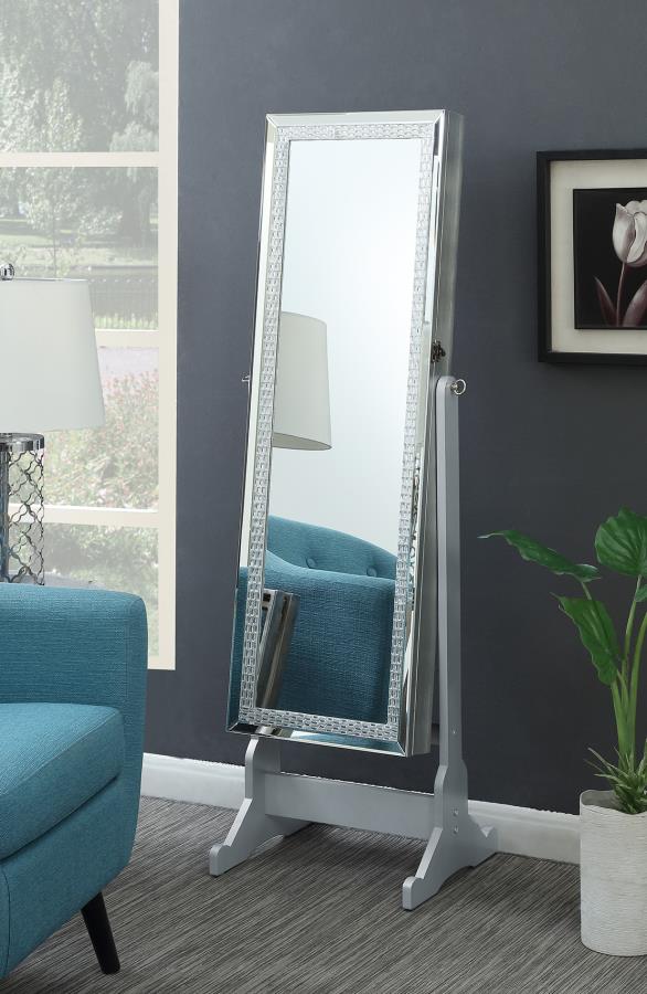 Elle - Elle Jewelry Cheval Mirror with Crytal Trim Silver