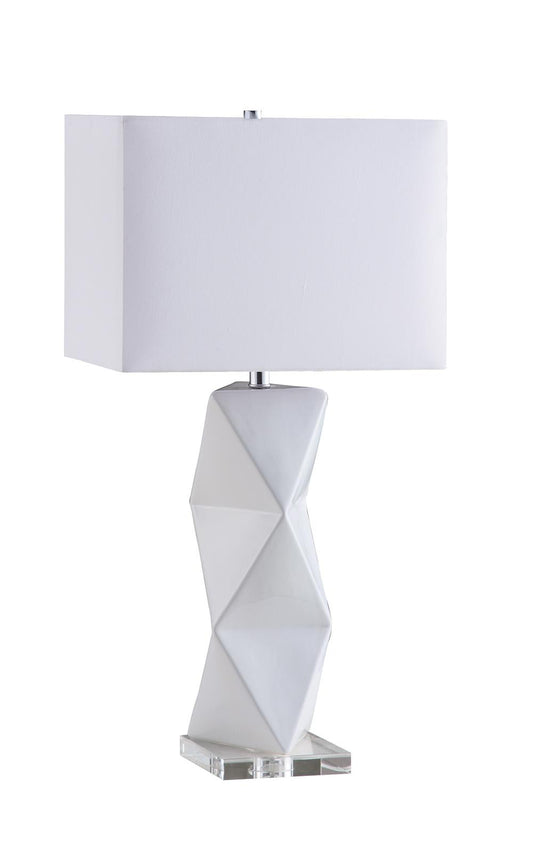 Camie - Camie Geometric Ceramic Base Table Lamp White