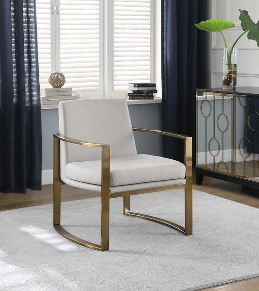 Cory - Cory Concave Metal Arm Accent Chair Cream and Bronze